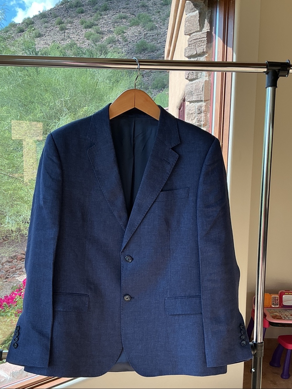 Linen Blue Two-Button Sport Coat
